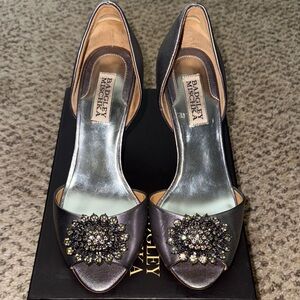 Badgley Mischka Lacie Silver Embellished Heels - Size 8